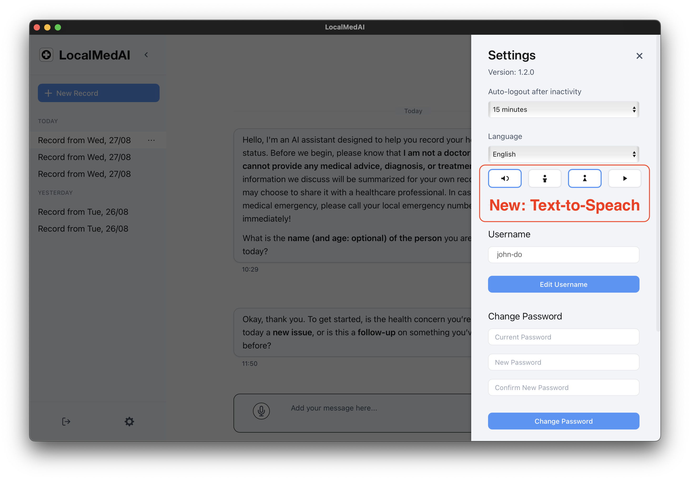 Application Settings in LocalMedAI